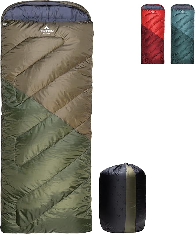 Teton Celsius Regular, 25F, 20F, 0F Degree Sleeping Bags, All Weather Bag for Adults and Kids, Camping Made Easy and Warm, Travel Sack Included