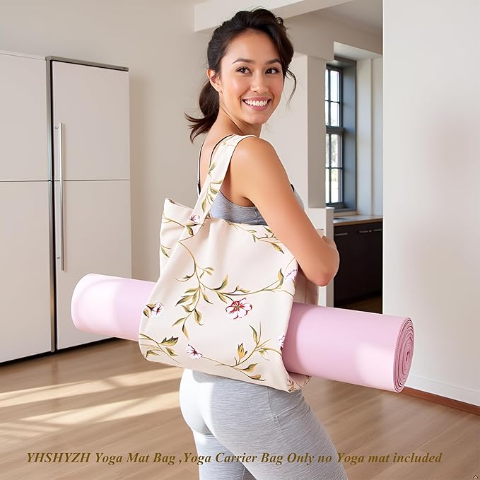 YHSHYZH Yoga Mats bag for Women, Canvas Bags for Yoga Mat & Blocks Women, Floral Gym Valentine's Day Gifts for Yoga Lover
