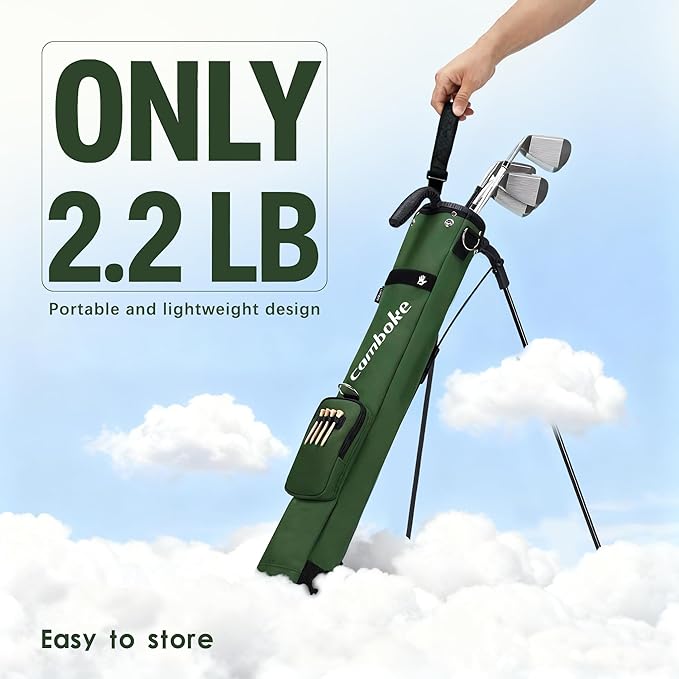 Camboke Lightweight Golf Stand Bag, Portable and Durable Golf Carry Bag with Padded Strap and Pocket, Sunday Bag for The Driving Range, 2-Way Divider Practice Bag for Men and Women