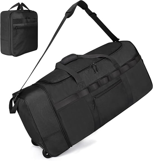 Rolling Duffle Bag with Wheels, 85L Expandable Rolling Duffel Bag for Travelling, Extra Large Foldable Carry on Travel Duffle Bag for Men