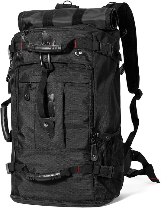 YOUMIAN Large Capacity For Travel Hiking Sports Carry On Backpack Durable Convertible Duffle Bag Laptop airplane (black, 60L-Large)