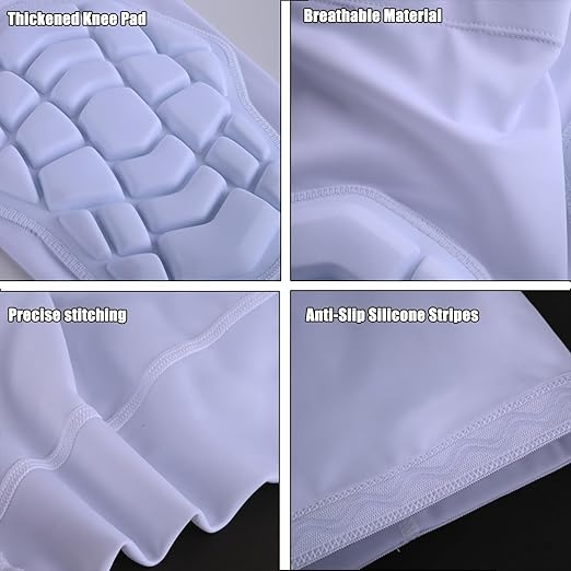 ZODEYI Wrestling Knee Pads Compression Leg Sleeve with Knee Pad and Calf Pad, 1 Pair Knee Sleeve with Shin Guards Shin Pads for Football, Baseball, Rugby, Lacrosse (2, White, X-Small)