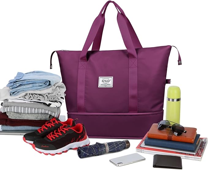 NPBAG Women Travel Duffel, Multi Functional Large Expandable Weekender Carry-on Tote, Gym Workout Overnight Bag, Mommy Hospital Bag for Labor and Delivery