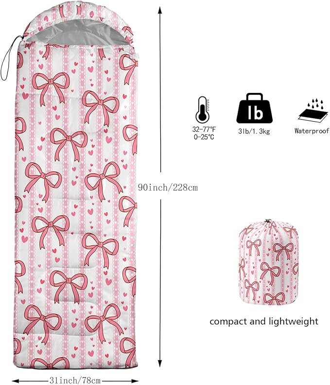 QOOMO Camping Sleeping Bags,3 Season Warm & Cool Weather,Lightweight,Waterproof Sleeping Bags for Adults & Kids,Traveling,and Outdoors,Camping Gear Equipment