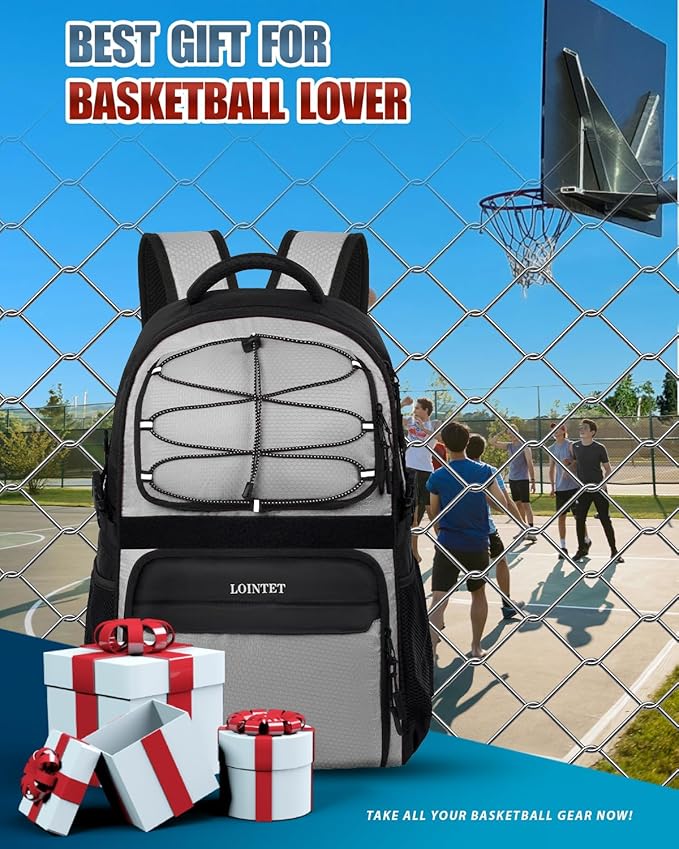 Basketball Bag Backpack with Ball Holder Shoes Compartment, Large Basketball Accessories Sports Bag