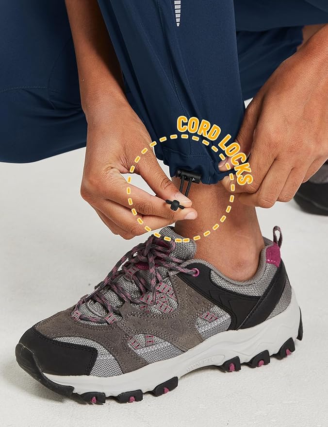 baleaf Women's Hiking Pants Quick Dry Lightweight Water Resistant Elastic Waist Cargo Pants for All Seasons