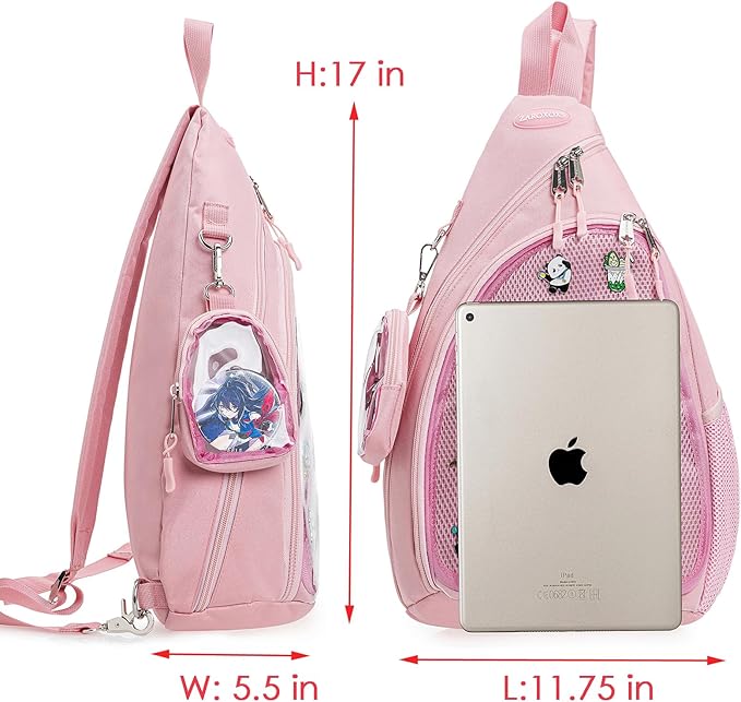 ZAROXOXS Mens Womens Oxford Ita Bag Pin Display Chest Pack Single Shoulder Bag Sport Backpack Packs Hiking Daypack