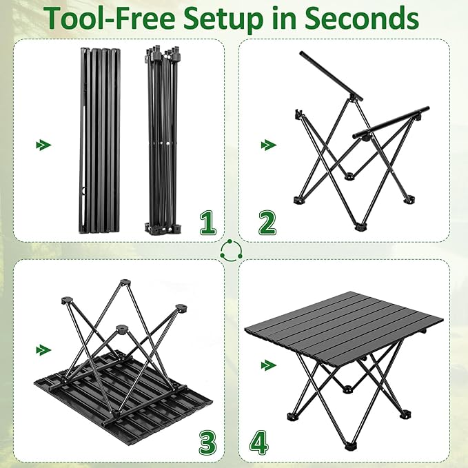 Nuenen 6 Pcs Portable Camping Table Bulk 22 x 17 x 16 Inch Compact Camping Folding Table with Carry Bag for Camp Essentials Hiking Picnic BBQ Cooking Beach Fishing Travel Outdoor Use