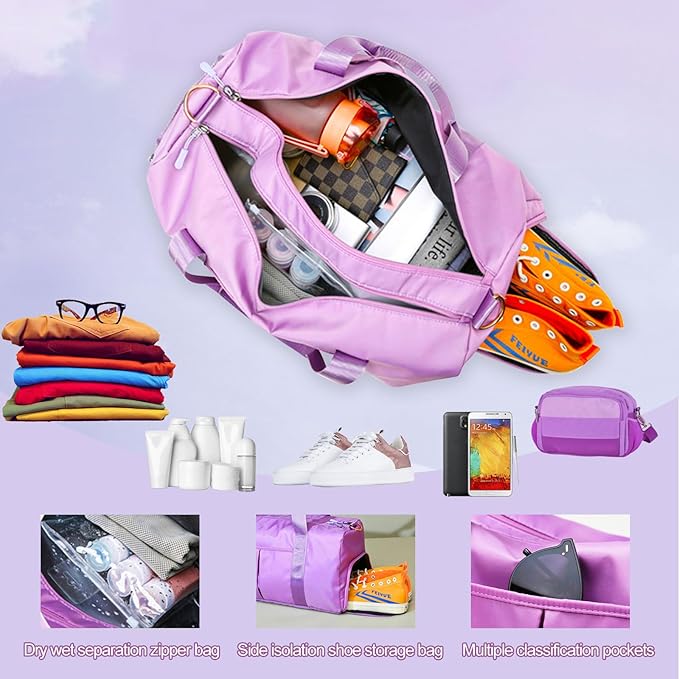 Custom Embroidered Sports Gym Bag, Personalized Duffel Bag Weekender Bag, Overnight Bag, Travel Bag for Women Men - With Shoe Compartment - Dry Wet Separated - Adjustable Shoulder Strap