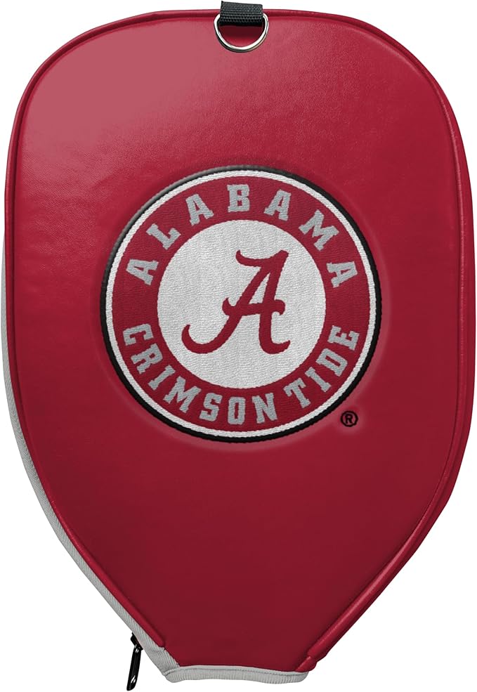 Officially Licensed Collegiate Pickleball Paddle Cover - Lightweight PU Leather Material - Durable Foam Interior Protection with Zippered Closure - Fits Most Paddles on the Market