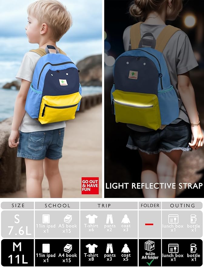 atgark Kids Backpacks, Unisex, Multicolored, Medium, 13" H, 1L, Nylon, Modern, Cartoon, 3-5 Years, Elementary School, Travel, School