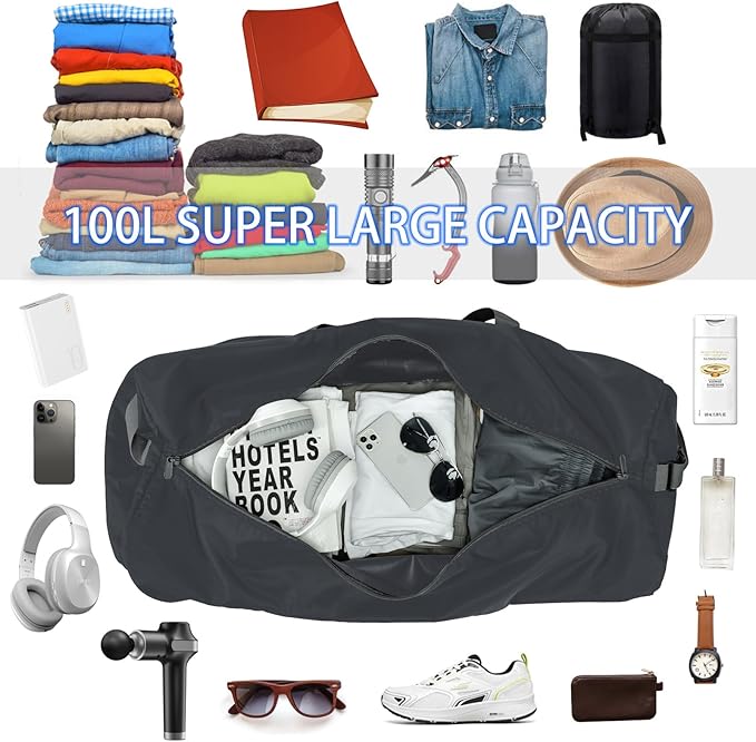 105L Extra Large Duffel Bag 32.5 inch Lightweight Luggage for Travel-Grey