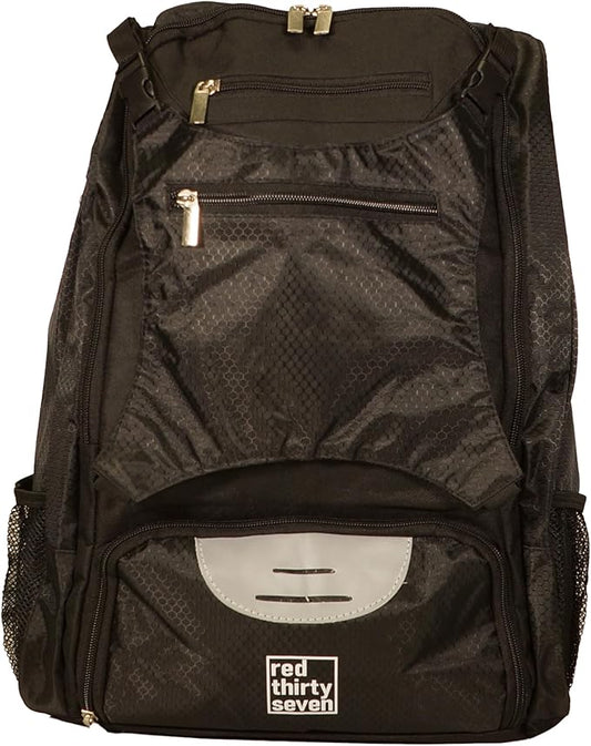 Baseball Backpack with Cleat/Shoe Pocket | Large Capacity | 19.5" T x 14" W x 7.5" D | Holds 4 Bats | External Helmet Storage | 3 Extra Zipper Pockets for Sunglasses, Seeds, Cell Phone (Black/Black)