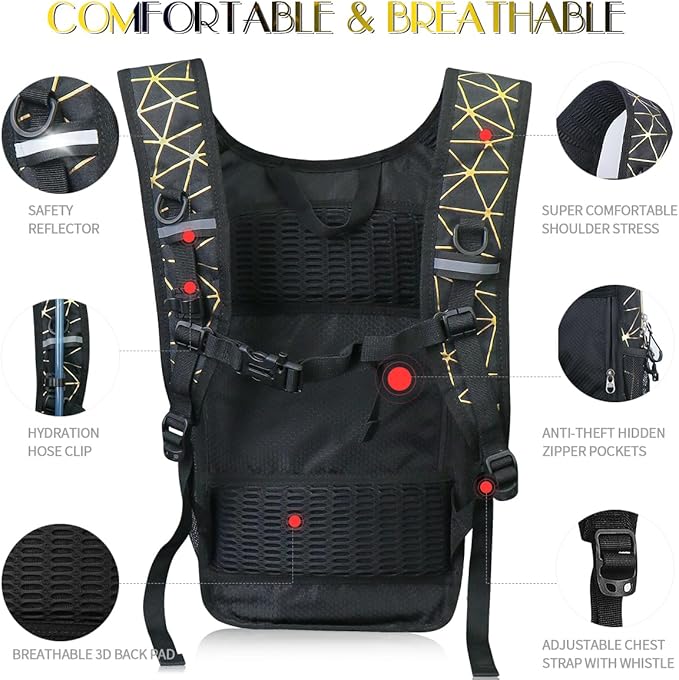 CITCAR Hydration Pack, Water Backpack with 3L Hydration Bladder Lightweight Insulation, Festival Essential, Rave Hydration Backpack, Hydropack Backpack for Rave, Hiking, Biking, Festival Gear