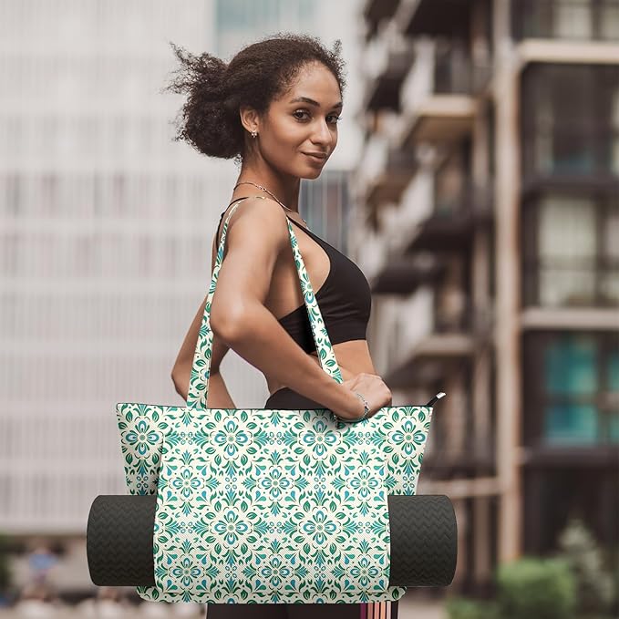 Adalore Women's Yoga Bag with Yoga Mat Carrier - Large Mat Pocket Fitness Tote for Pilates, Gym, Travel, Office & Beach