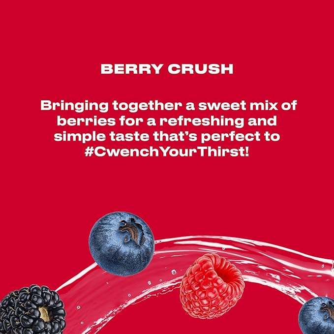 CWENCH HYDRATION Electrolyte Mix Berry Crush 11oz – Healthy Hydration Drink Powder for Sports, Gym, Travel, Fitness, Work, Zero Sugar, NSF Certified, Energy & Recovery
