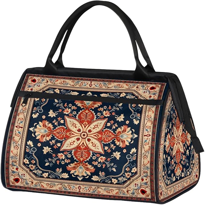 Travel Duffle Bag, Bohemian Print Floral Overnight Weekender Tote Bag for Women Men Waterproof Carry On Luggage with Zipper Lightweight Sport Gym Bag for Traveling Yoga Camping Traveling Gifts