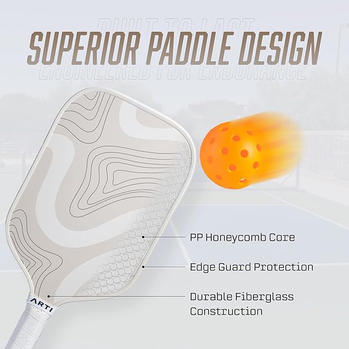ARTI Pickleball Paddles Set of 2-USAPA Approved Fiberglass Surface Pickleball Set,2 Pickleball Rackets, 4 Balls and 1 Portable Carry Bag