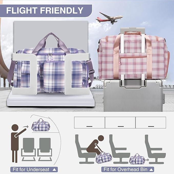 Small Gym Bag for Women, Travel Duffle Bag Carry On Weekender Bag with Shoe Compartment