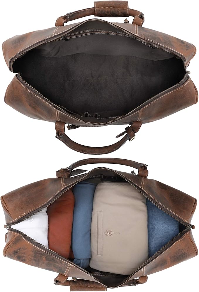 Handmade Leather Travel Duffel Bag - Airplane Underseat Carry On Bags by Rustic Town