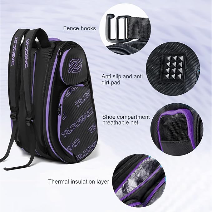 2-in-1 Detachable Pickleball & Padel Bag for Men Women | Thermal Foil Insulated Racket Compartment | Outdoor & Gym