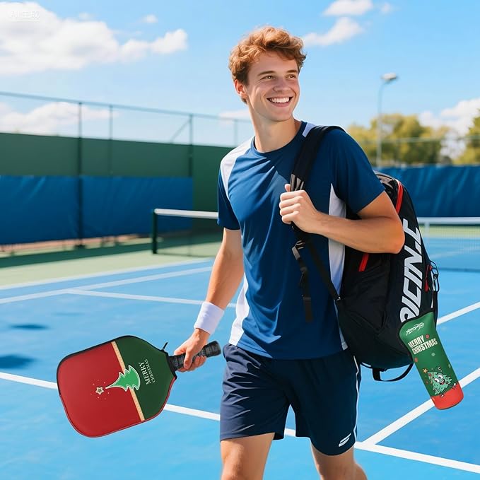 Pickleball Ball Holder - 1 Pc Pickle Ball Storage Bag, Portable Tennis Pouch with Hook for Fence, Premium Neoprene Material Bottle Holder, Pickleball Accessory Black Red Green Yellow Color