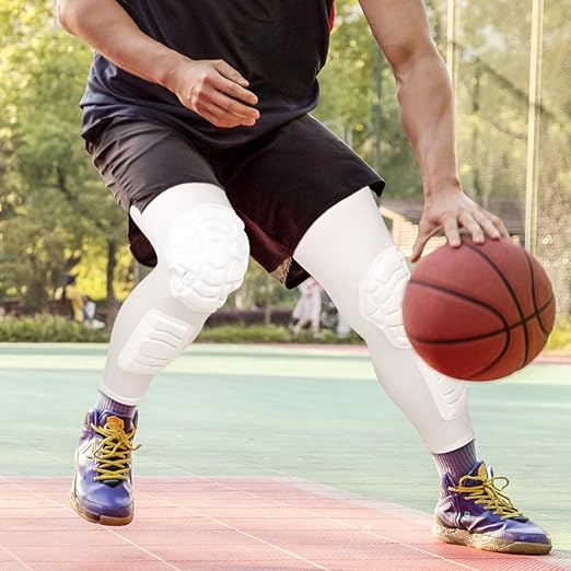 ZODEYI Wrestling Knee Pads Compression Leg Sleeve with Knee Pad and Calf Pad, 1 Pair Knee Sleeve with Shin Guards Shin Pads for Football, Baseball, Rugby, Lacrosse (2, White, X-Small)