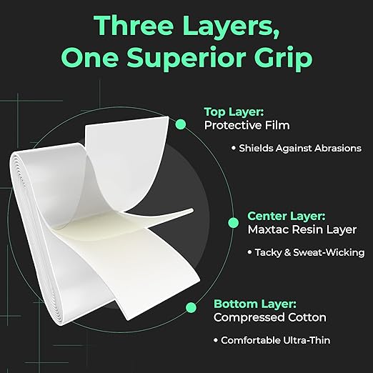 ADV MaxTac Tacky Tennis Overgrip - 12 Pack Extremely Sticky Non-Slip Tennis Grips Overgrip - Razor-Thin & Easy to Use Pro Tennis Racquet Grip Tape, White