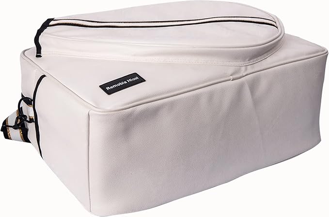 White PU Leather Women Large Sports Handbag Tennis Racket Shoulder Bag Tennis Tote Bag for 2 Rackets, with Water Bottle Holder