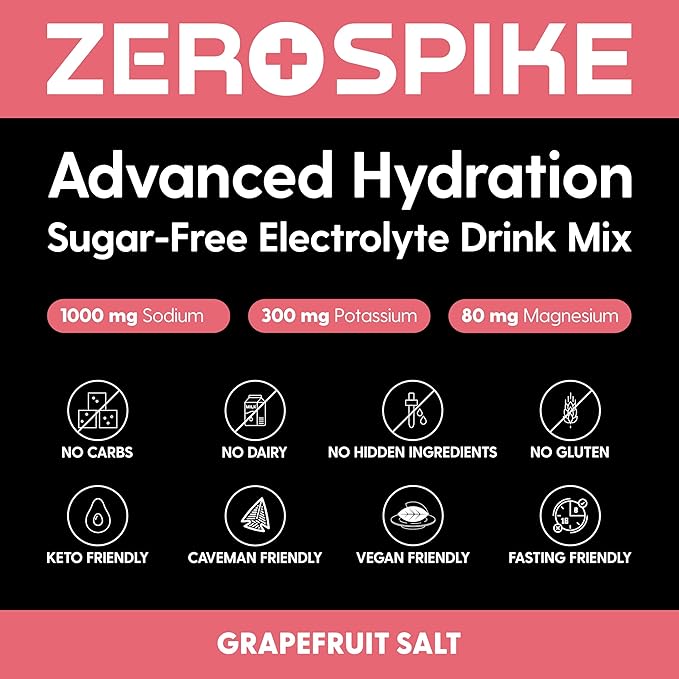 No Sugar Electrolytes Powder Packets | Keto & Fasting Salts Drink Mix | Supplements: The Key Hydration Nutrients Missing from Purified Water | Clean, Grapefruit, Calorie Free | 30 Sticks