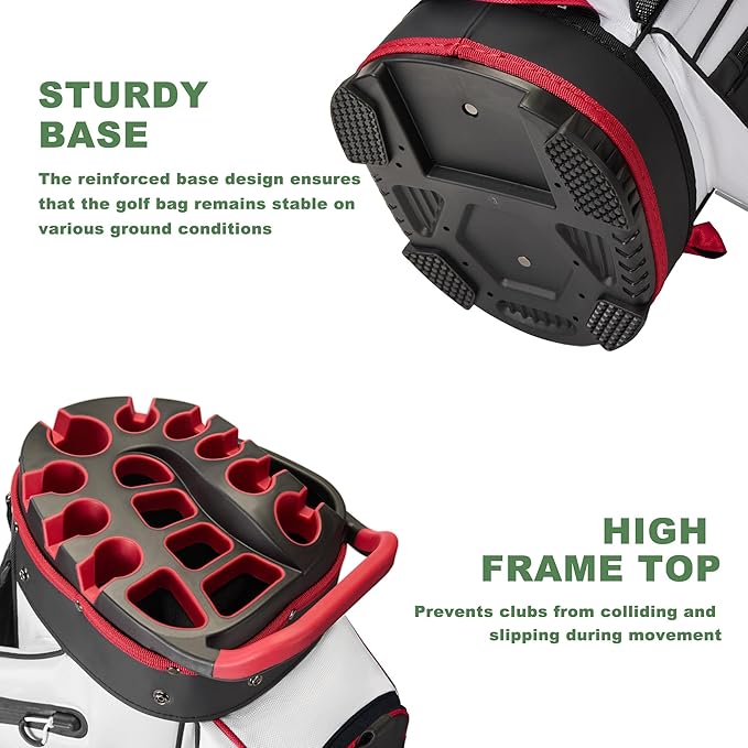 UNIHIMAL 14-Way Golf Cart Bag, Premium Full Length Golf Bag for Men with Magnetic Leather Pocket, Handles and Rain Cover