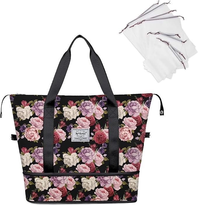 NPBAG Women Travel Duffel, Multi Functional Large Expandable Weekender Carry-on Tote, Gym Workout Overnight Bag, Mommy Hospital Bag for Labor and Delivery