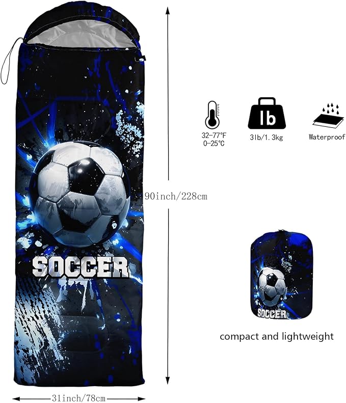 QOOMO Camping Sleeping Bags,3 Season Warm & Cool Weather,Lightweight,Waterproof Sleeping Bags for Adults & Kids,Traveling,and Outdoors,Camping Gear Equipment