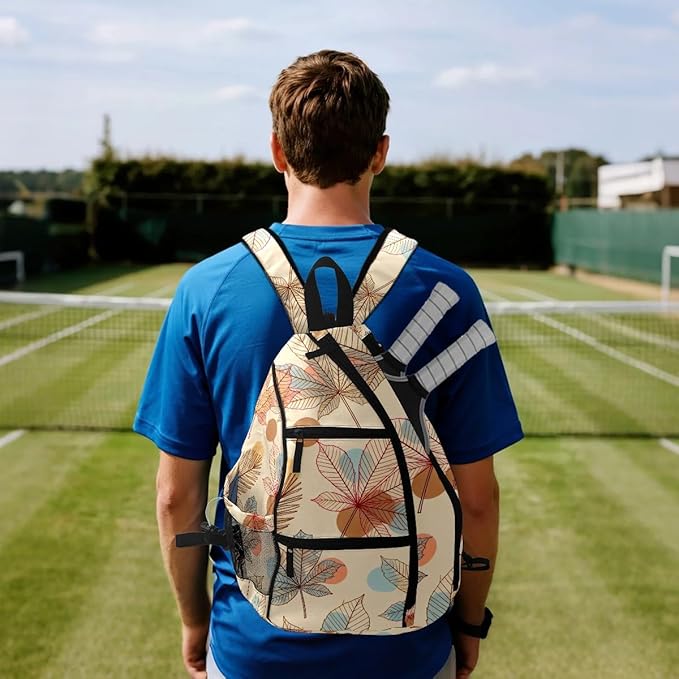 Pickleball Bag Fall Maple Leaves Pickle Ball Backpack for Women Men Premium Lightweight Crossbody Sling Bag Sports Backpack for Pickleball Paddle Tennis