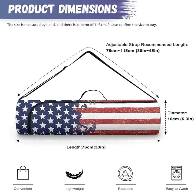ZCFYGDX Yoga Mat Bag with Adjustable Shoulder Strap and Handle Zipper, 30in Wide x 6.3in Diameter for Yoga Mat Storage