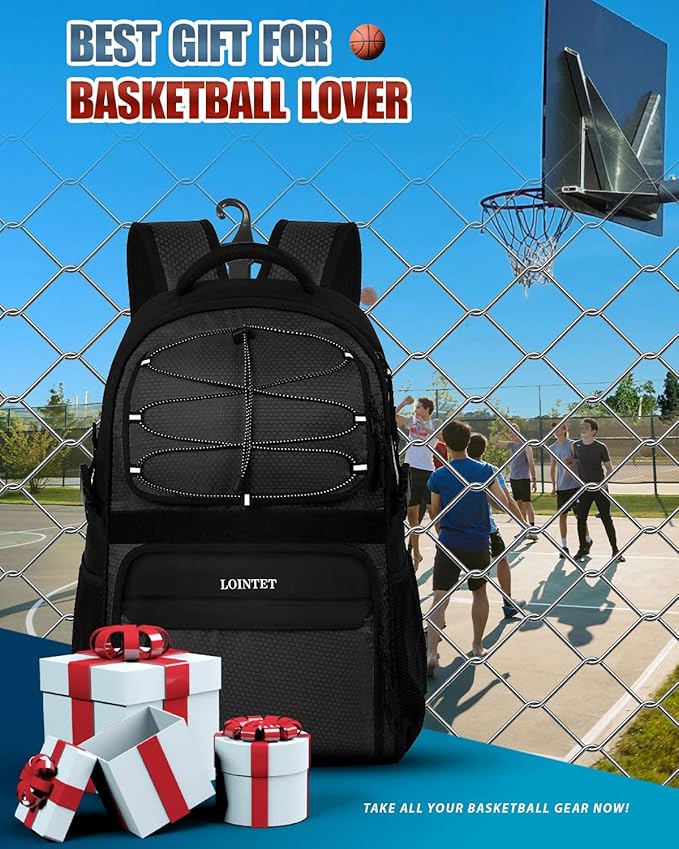 Basketball Bag Backpack with Ball Holder Shoes Compartment, Large Basketball Accessories Sports Bag