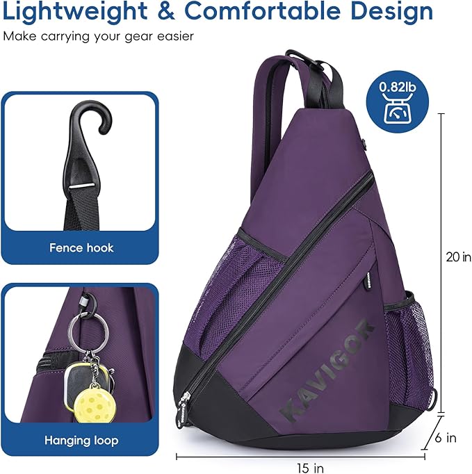 2025 Pickleball Sling Bag, Convertible Ultra-Light Backpack with Skin-Soft Fabric & Wet/Dry Pocket, Fits 4 Paddles + Gear