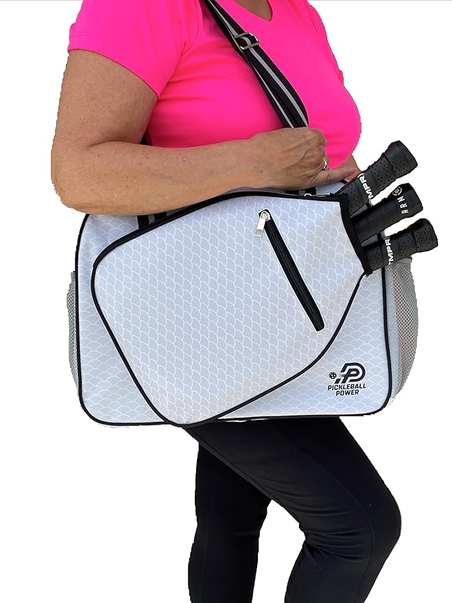 Pickleball - "Empowered" - Designer Women's Premium Side-Pocket Duffle Bag | Made Exclusively For Pickleball! | Includes a "Fitted" Paddle Case Designed To Store And Protect Your Paddles.