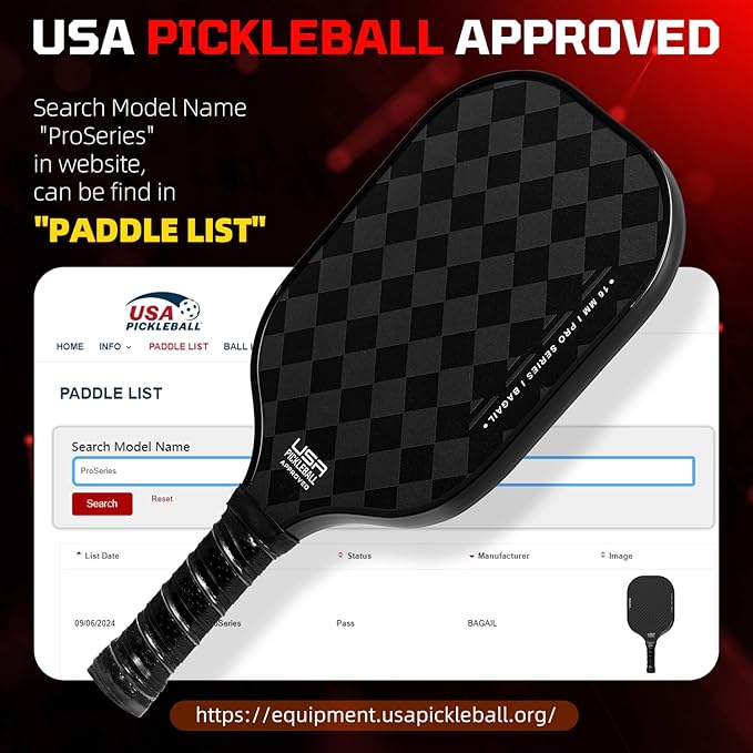 BAGAIL Pickleball Paddles, USAPA Approved Fiberglass Surface Pickleball Set, Lightweight Pickle Ball Rackets with 4 Balls, 1 Bag, Designed in California for Traction and Stability