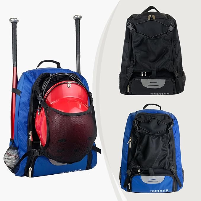 Baseball Backpack for Adult and Youth,Large Capacity Bat Bag,For all bats and equipment,T-Ball & Softball Equipment & Gear, Large Main Compartment for Helmet & accessories (blue)