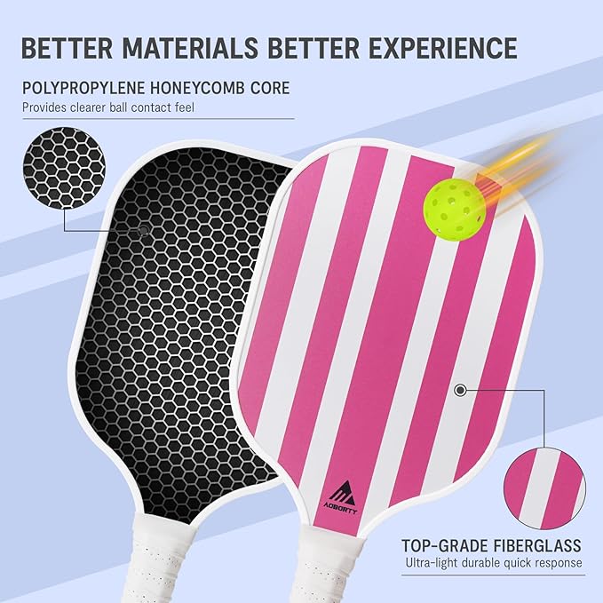 Pickleball Paddles 4 Pack - USAPA Light Graphite Premium Rackets Fiber Face & Polymer Honeycomb Core Pickleball Set with 4 Outdoor Indoor Balls Including Portable Carry Bag