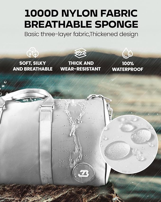 4Pcs/Set Gym Bags Swim Heavy Duty Sports Duffel Bag for Women and Men Waterproof Travel Workout Weekender Bag with 3 Accessory Bags of Wet & Dry Separation Upgrades 2.0 Sliver