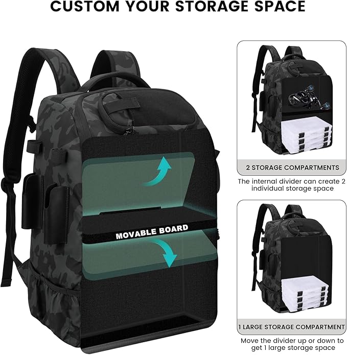 Hp hope Fishing Backpack with Rod Holders & Cooler, 40L Fishing Tackle Bag Fishing Tackle Storage Backpack Fishing Gear for Camping, Black Camo