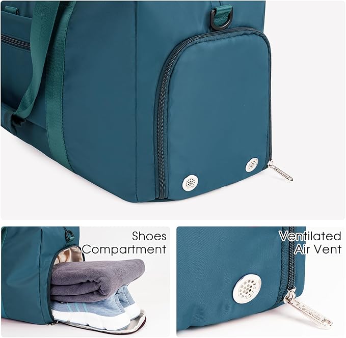 Ceneda 20" Gym Bag for Women with Wet Pocket & Shoe Compartment, Lightweight Duffel Waterproof Carry On Duffle for Travel, Yoga, Overnight (Teal)