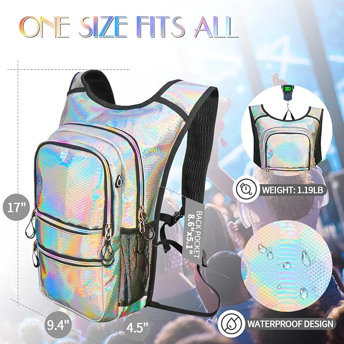 CITCAR Hydration Pack, Water Backpack with 3L Hydration Bladder Lightweight Insulation, Festival Essential, Rave Hydration Backpack, Hydropack Backpack for Rave, Hiking, Biking, Festival Gear