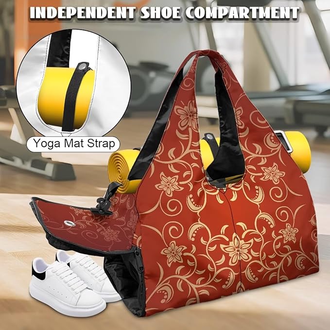 ZCFYGDX Yoga Gym Bag with Removable Adjustable Shoulder Strap, Shoe Compartment & Top Yoga Mat Holder 17.72x8.66x9.84in