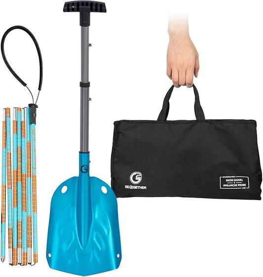 G2 Avalance Kit: Lightweight Aluminum Alloy Snow Shovel with Snow Probe and Storage Bag, Folding Design, Easy to Storage and Carry (Blue