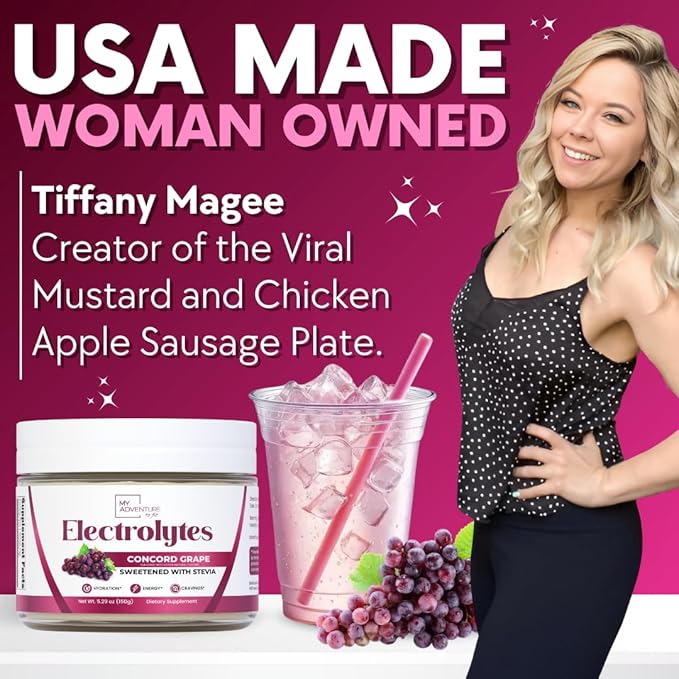 Zero Sugar - Concord Grape Electrolytes Powder - Very Refreshing Hydration - Caffeine Free Energy with All Natural Ingredients - Vegan, Keto & Paleo - Sugar Free Electrolytes Drink Mix - 30 Servings