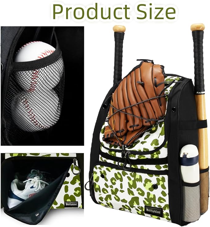 Youth Baseball Bag with Vented Shoe Compartment, Softball Bat Bag for Batting Mitten, Helmet, Teeball Gear - Adult Boys Girls Kids