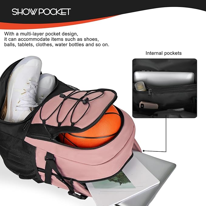 Goloni Basketball Backpack,Large Sports Bag with Ball Compartment & Shoe Compartment,Basketball Bag Fit Volleyball, soccer,Gym